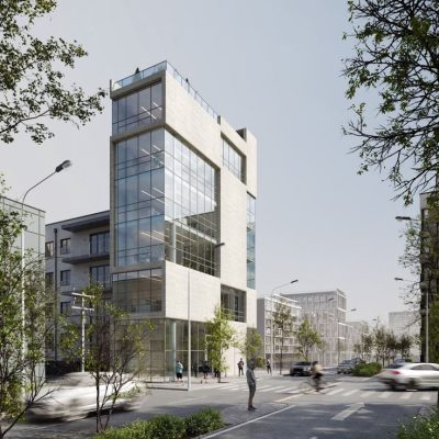 Modern Commercial Building Visualization with Glass Facade